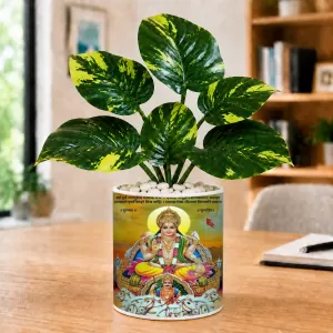 Artificial Tree Ceramic Photo Pot With White Stones 3x4 Inch (F166211)