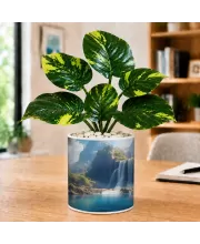 Artificial Tree Ceramic Photo Pot With White Stones 3x4 Inch (F166213)