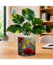 Artificial Tree Ceramic Photo Pot With White Stones 3x4 Inch (F166214)
