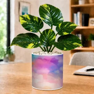 Artificial Tree Ceramic Photo Pot With White Stones 3x4 Inch (F166217)