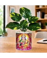 Artificial Tree Ceramic Photo Pot With White Stones 3x4 Inch (F166218)