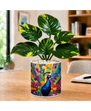 Artificial Tree Ceramic Photo Pot With White Stones 3x4 Inch (F166219)