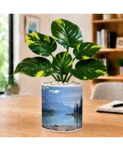 Artificial Tree Ceramic Photo Pot With White Stones 3x4 Inch (F166223)