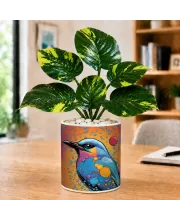Artificial Tree Ceramic Photo Pot With White Stones 3x4 Inch (F166225)