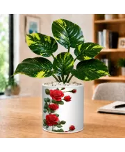 Artificial Tree Ceramic Photo Pot With White Stones 3x4 Inch (F166232)