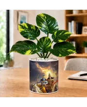 Artificial Tree Ceramic Photo Pot With White Stones 3x4 Inch (F166235)