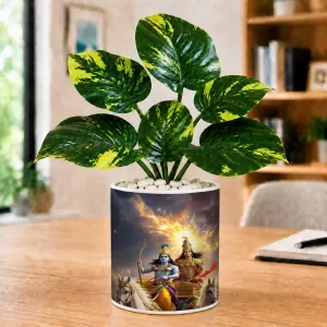 Artificial Tree Ceramic Photo Pot With White Stones 3x4 Inch (F166235) Artificial Tree Ceramic Photo Pot With White Stones 3x4 Inch (F166235)