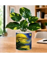 Artificial Tree Ceramic Photo Pot With White Stones 3x4 Inch (F166238)