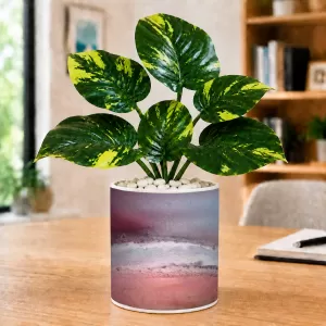 Artificial Tree Ceramic Photo Pot With White Stones 3x4 Inch (F166239)