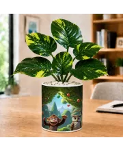 Artificial Tree Ceramic Photo Pot With White Stones 3x4 Inch (F166242)