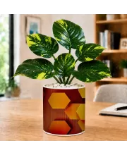 Artificial Tree Ceramic Photo Pot With White Stones 3x4 Inch (F166243)