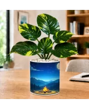 Artificial Tree Ceramic Photo Pot With White Stones 3x4 Inch (F166244)