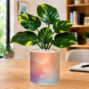 Artificial Tree Ceramic Photo Pot With White Stones 3x4 Inch (F166246)