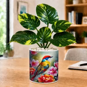 Artificial Tree Ceramic Photo Pot With White Stones 3x4 Inch (F166254)