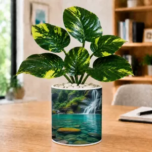 Artificial Tree Ceramic Photo Pot With White Stones 3x4 Inch (F166255)