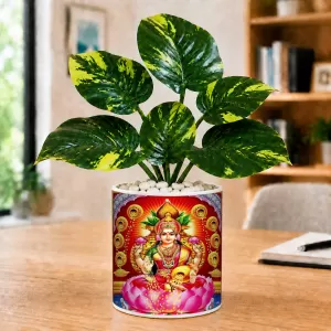 Artificial Tree Ceramic Photo Pot With White Stones 3x4 Inch (F166256)