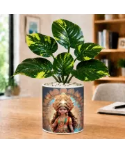 Artificial Tree Ceramic Photo Pot With White Stones 3x4 Inch (F166257)