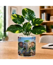 Artificial Tree Ceramic Photo Pot With White Stones 3x4 Inch (F166261)