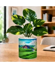 Artificial Tree Ceramic Photo Pot With White Stones 3x4 Inch (F166263)