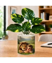 Artificial Tree Ceramic Photo Pot With White Stones 3x4 Inch (F166264)