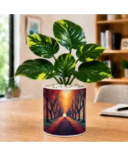 Artificial Tree Ceramic Photo Pot With White Stones 3x4 Inch (F166265)