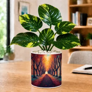Artificial Tree Ceramic Photo Pot With White Stones 3x4 Inch (F166265)