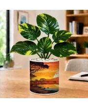 Artificial Tree Ceramic Photo Pot With White Stones 3x4 Inch (F166268)