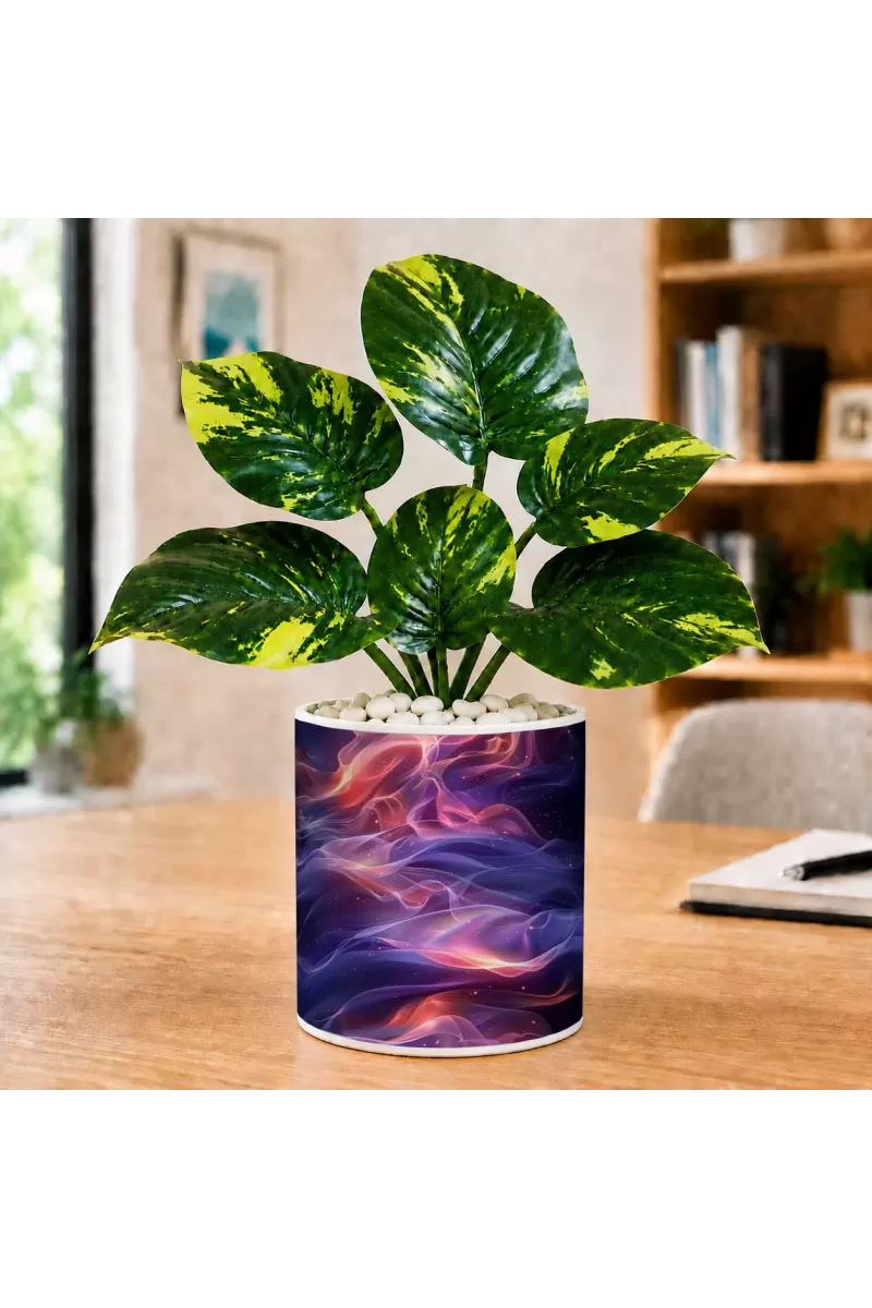 Artificial Tree Ceramic Photo Pot With White Stones 3x4 Inch (F166271)