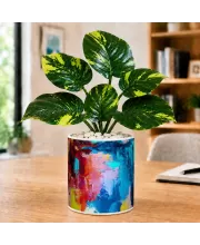 Artificial Tree Ceramic Photo Pot With White Stones 3x4 Inch (F166272)