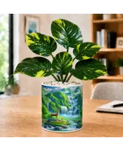 Artificial Tree Ceramic Photo Pot With White Stones 3x4 Inch (F166274)