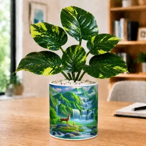 Artificial Tree Ceramic Photo Pot With White Stones 3x4 Inch (F166274) Artificial Tree Ceramic Photo Pot With White Stones 3x4 Inch (F166274)