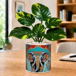 Artificial Tree Ceramic Photo Pot With White Stones 3x4 Inch (F166276)