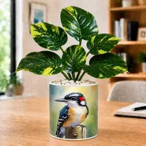 Artificial Tree Ceramic Photo Pot With White Stones 3x4 Inch (F166279)
