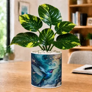 Artificial Tree Ceramic Photo Pot With White Stones 3x4 Inch (F166280)