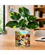 Artificial Tree Ceramic Photo Pot With White Stones 3x4 Inch (F166281)