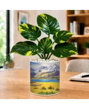 Artificial Tree Ceramic Photo Pot With White Stones 3x4 Inch (F166284)