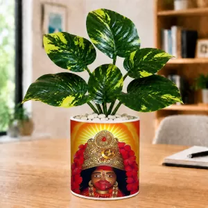 Artificial Tree Ceramic Photo Pot With White Stones 3x4 Inch (F166285)