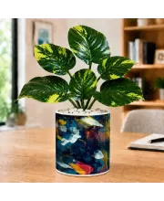 Artificial Tree Ceramic Photo Pot With White Stones 3x4 Inch (F166287)