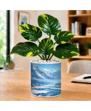 Artificial Tree Ceramic Photo Pot With White Stones 3x4 Inch (F166292)