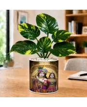 Artificial Tree Ceramic Photo Pot With White Stones 3x4 Inch (F166293)