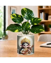 Artificial Tree Ceramic Photo Pot With White Stones 3x4 Inch (F166295)