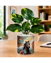 Artificial Tree Ceramic Photo Pot With White Stones 3x4 Inch (F166296)