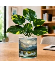 Artificial Tree Ceramic Photo Pot With White Stones 3x4 Inch (F166300)