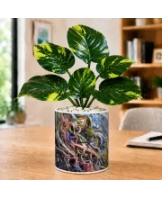 Artificial Tree Ceramic Photo Pot With White Stones 3x4 Inch (F166301)