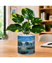 Artificial Tree Ceramic Photo Pot With White Stones 3x4 Inch (F166302)
