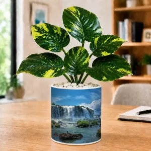 Artificial Tree Ceramic Photo Pot With White Stones 3x4 Inch (F166302) Artificial Tree Ceramic Photo Pot With White Stones 3x4 Inch (F166302)