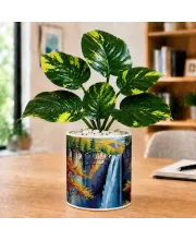 Artificial Tree Ceramic Photo Pot With White Stones 3x4 Inch (F166306)