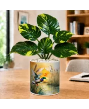 Artificial Tree Ceramic Photo Pot With White Stones 3x4 Inch (F166313)