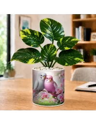 Artificial Tree Ceramic Photo Pot With White Stones 3x4 Inch (F166315)