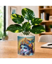 Artificial Tree Ceramic Photo Pot With White Stones 3x4 Inch (F166316)